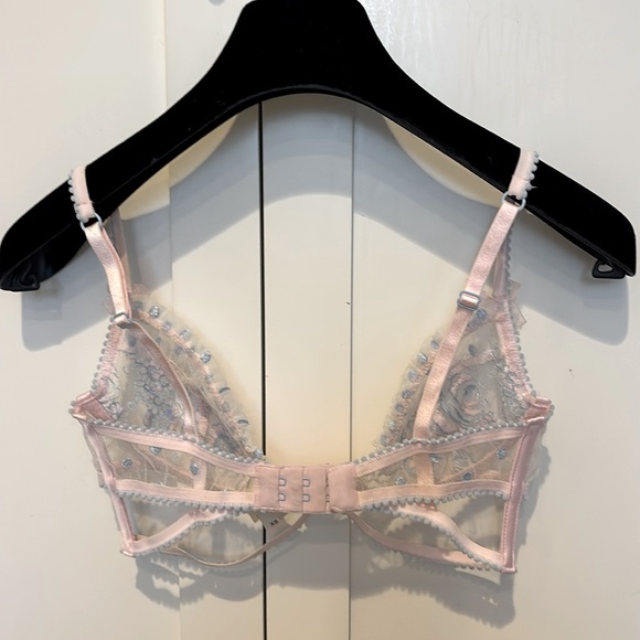 For Love And Lemons Foil Rose Pastel Blue and Pink Floral Bra - XS - Picture 4 of 6